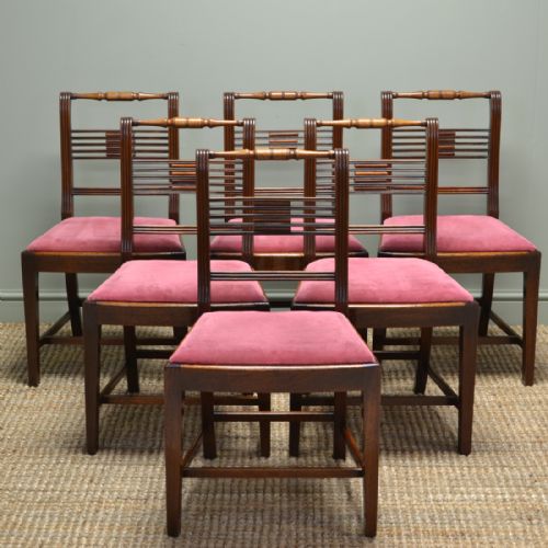 Elegant Set of Six Regency Mahogany Antique Dining Chairs