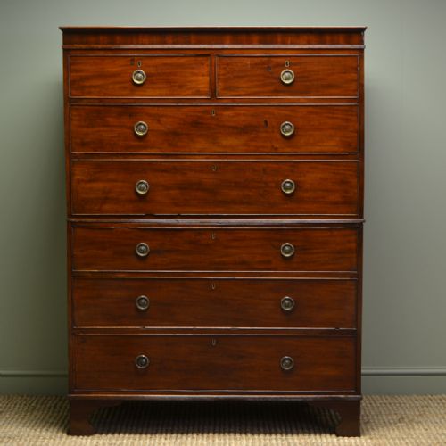 Georgian Mahogany Antique Chest on Chest of Lovely Small Proportions

