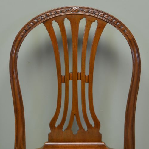fig 2. Quality Set of Six Hepplewhite Design Edwardian Walnut Antique Dining Chairs