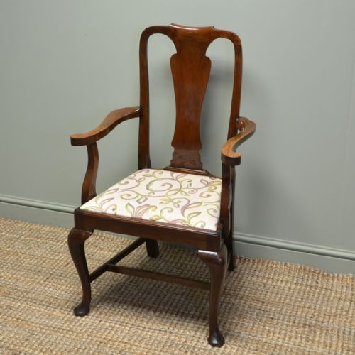 fig 1. Quality Set of Six Cuban Mahogany Queen Anne Design Edwardian Dining Chairs