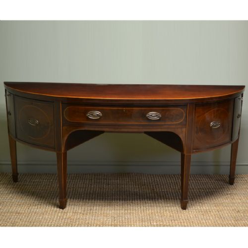 Large Bow Fronted Mahogany Georgian Antique Sideboard