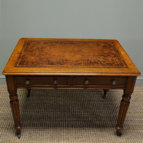 Quality Victorian Oak Antique Library Writing Table