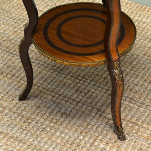 fig 1. Fine Quality Edwardian Antique Satinwood Occasional Table with Decorative Brass Ormolu Mounts.