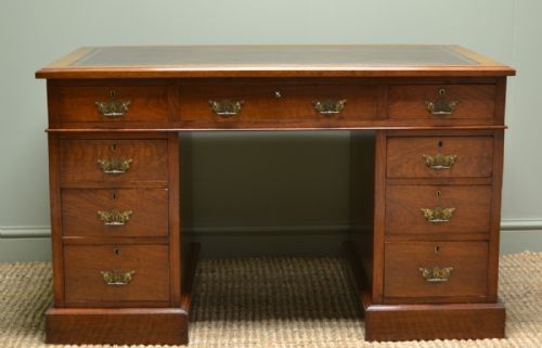 fig 1. Quality Arts and Crafts Victorian Antique Walnut Pedestal Desk – Hunt & Co