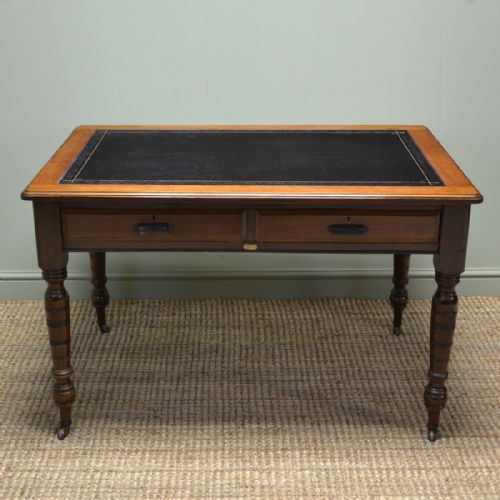 Unusual Victorian Oak and Walnut Writing Desk by Simpoles of Manchester