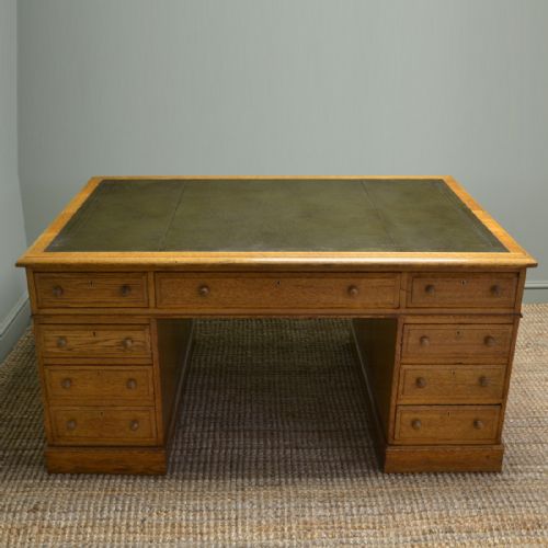 Spectacular Large Victorian Golden Oak True Antiques Partners Desk
