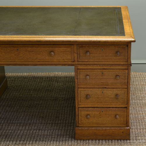 fig 1. Spectacular Large Victorian Golden Oak True Antiques Partners Desk