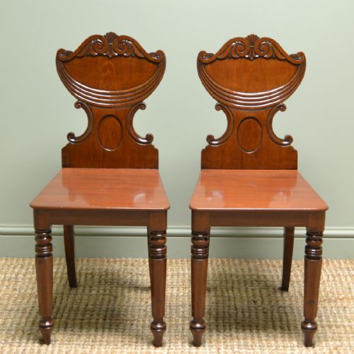 High Quality Pair of Regency Antique Hall / Side Chairs