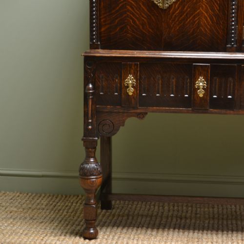 fig 1. High Quality Edwardian Oak Antique Cupboard on Stand 