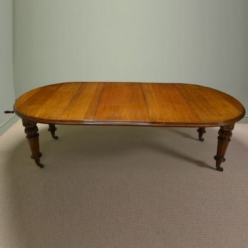 
Large Victorian Antique Oak Wind Out Extending Dining Table
