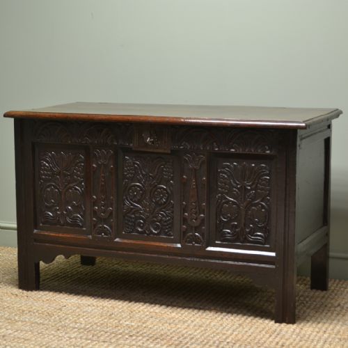 
Seventeenth Century Country Carved Georgian Oak Antique Coffer
