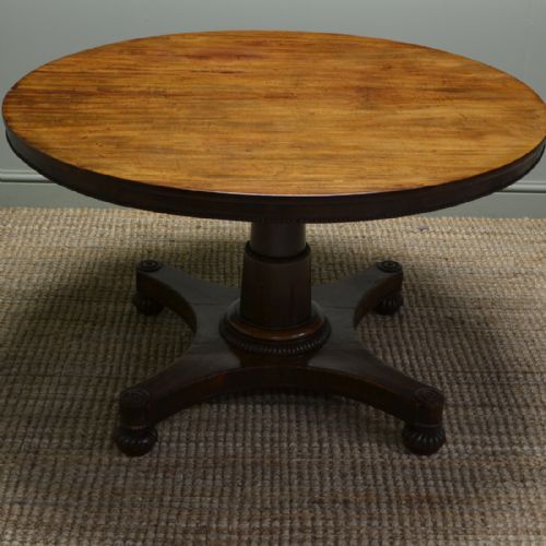 Characterful Victorian Circular Figured Mahogany Antique Dining Table