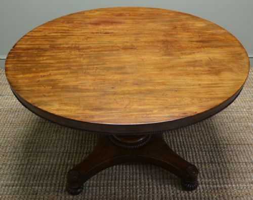 fig 1. Characterful Victorian Circular Figured Mahogany Antique Dining Table
