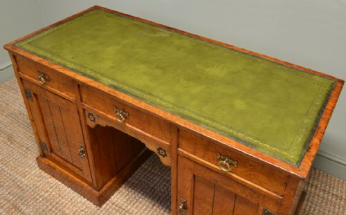 fig 1. High Quality Unusual Victorian Arts And Crafts Pollard Oak Pedestal Desk