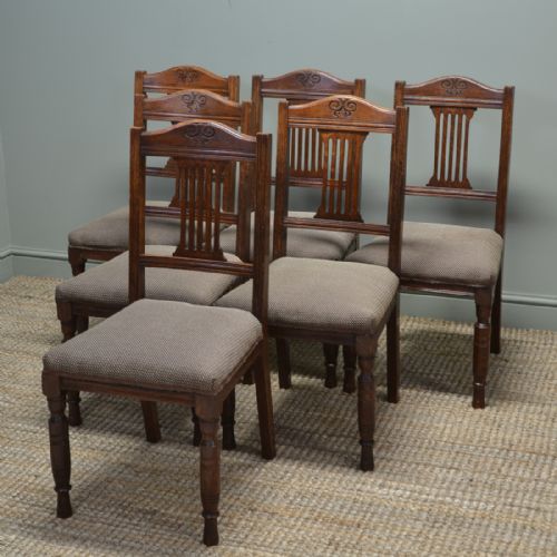 
Set of Six Quality Solid Oak Victorian Antique Dining Chairs
