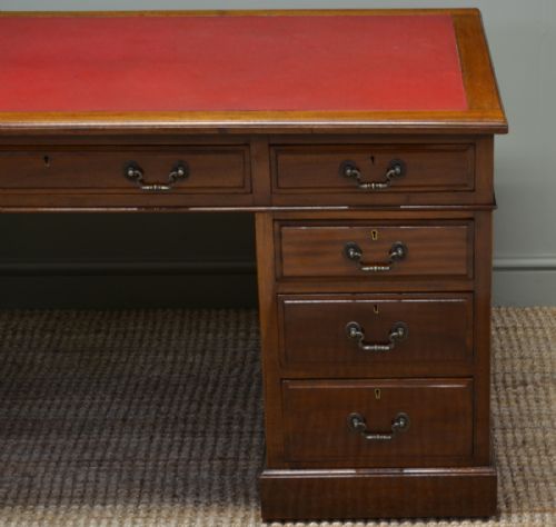 fig 1. Large Quality Edwardian Walnut Antique Pedestal Desk