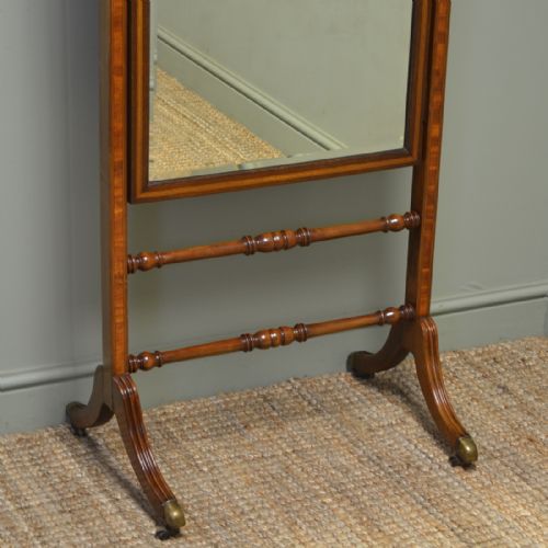 fig 1. Fine Quality Figured Mahogany Victorian Antique Cheval Mirror