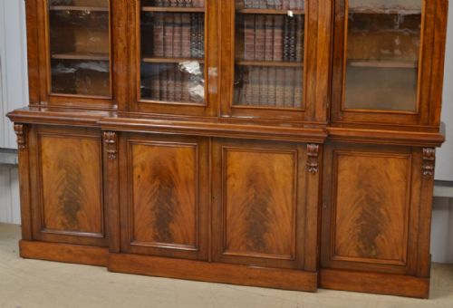 fig 1. Magnificent Huge Figured Mahogany Regency Break Fronted Library Bookcase