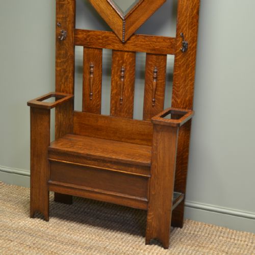 fig 1. Quality Solid Oak Antique Edwardian Hall Stand