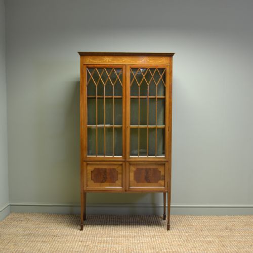 Elegant Inlaid Mahogany Edwardian Antique Display Cabinet