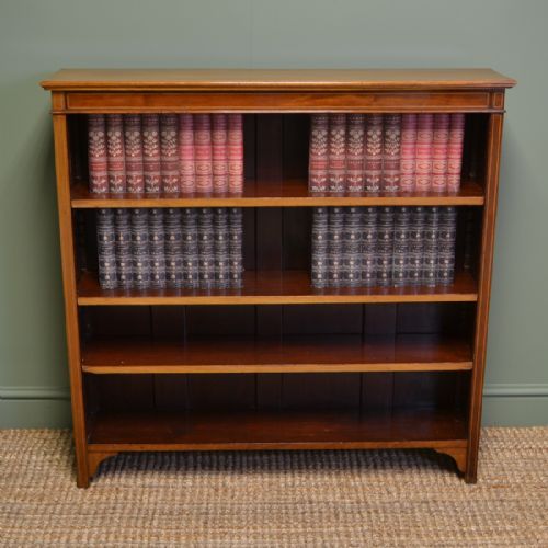 Fine Edwardian Mellow Walnut Antique Open Bookcase
