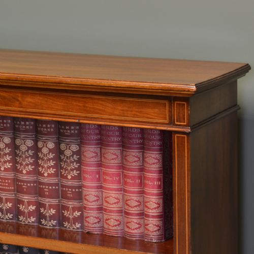 fig 1. Fine Edwardian Mellow Walnut Antique Open Bookcase