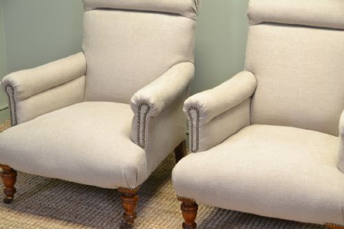 fig 2. Superb Quality Pair of Victorian Upholstered Walnut Armchairs