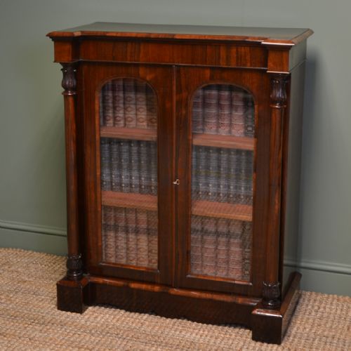 Impressive Quality Figured Rosewood Victorian Antique Glazed Bookcase