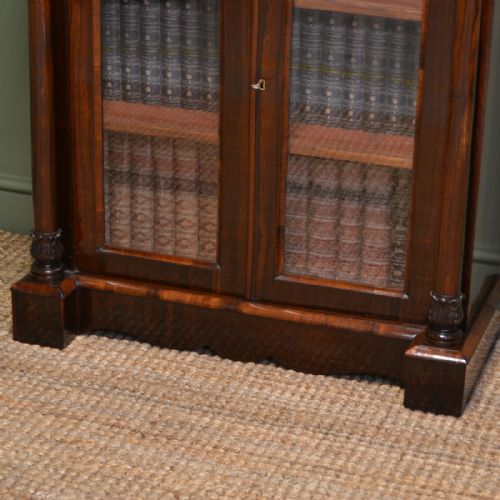 fig 1. Impressive Quality Figured Rosewood Victorian Antique Glazed Bookcase 