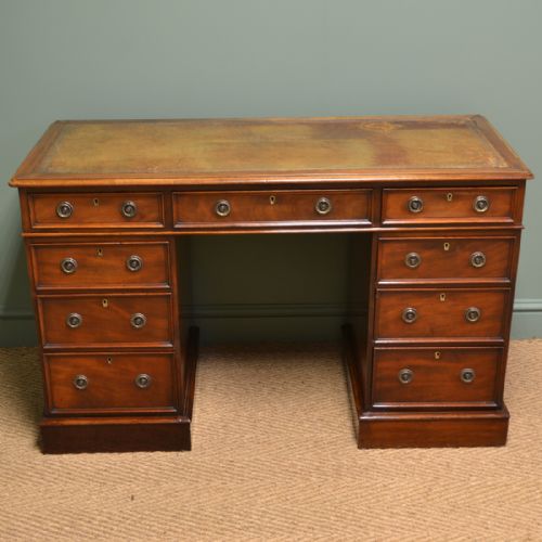 Quality Victorian Mahogany Antique Pedestal Desk