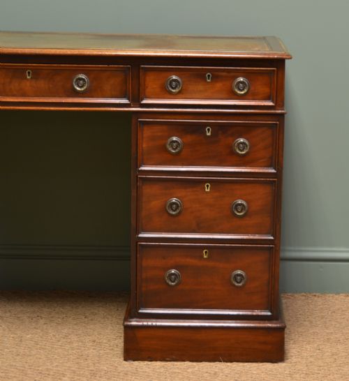 fig 1. Quality Victorian Mahogany Antique Pedestal Desk