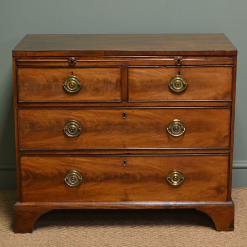 Charming Georgian Mahogany Antique Chest of Drawers with Brushing Slide
