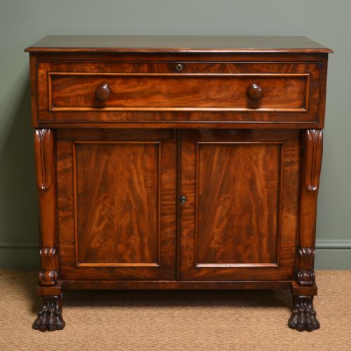 Spectacular William IV Antique Mahogany Secretaire Cupboard with Claw Feet
