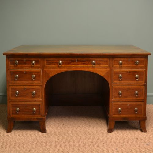 
Large Inlaid Mahogany Victorian Antique Pedestal Desk
