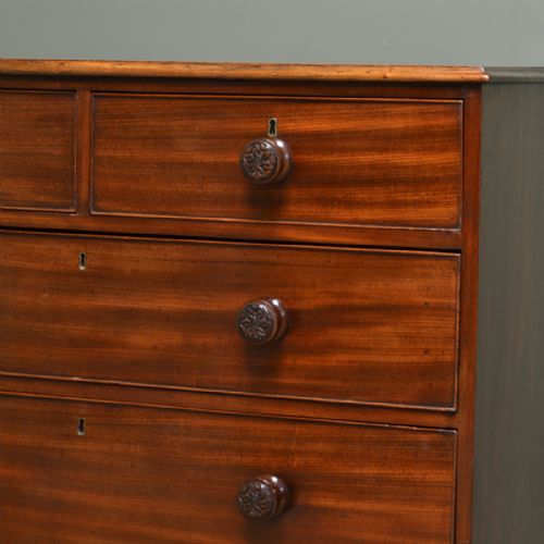 fig 1. Regency Mahogany Antique Chest Of Drawers with Decorative Carved Handles.