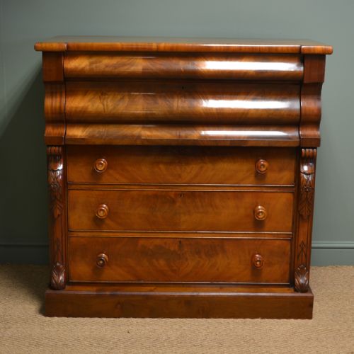
Quality Large Victorian Figured Mahogany Antique Scottish Chest of Drawers
