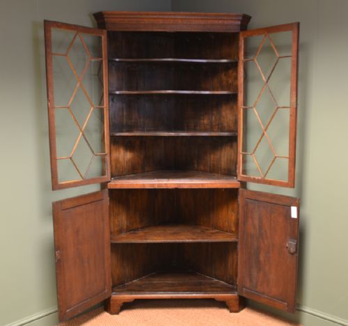 fig 1. Large Period Oak Antique Georgian Floor Standing Corner Cabinet