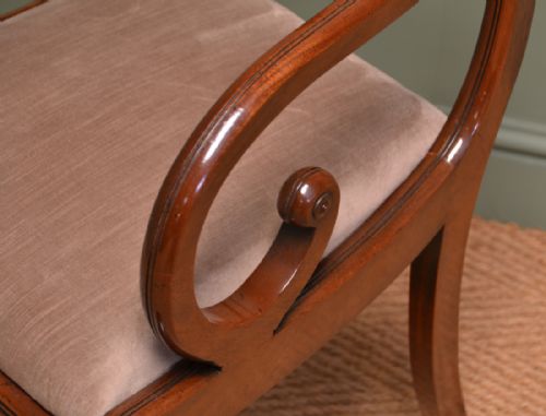 fig 1. Elegant Regency Design Mahogany Double Sabre Leg Set of 6 Antique Dining Chairs