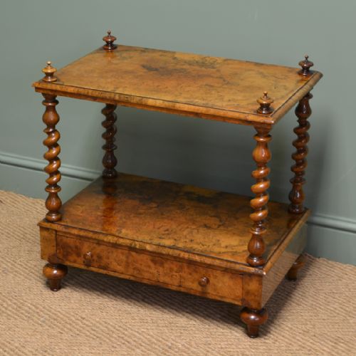 Spectacular Figured Golden Walnut Antique Victorian Side Table