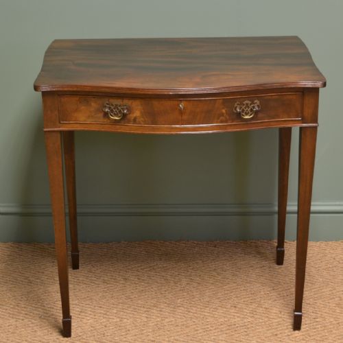 Elegant Edwardian Serpentine Mahogany Antique Side Table