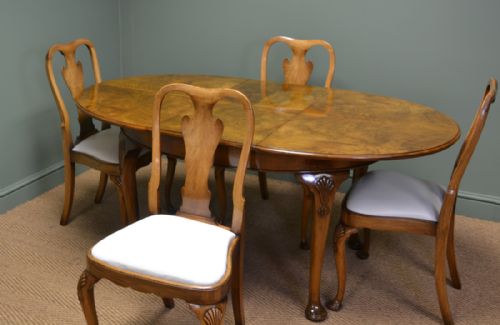 fig 1. Quality Art Deco Golden Walnut Table with Matching Four Chairs
