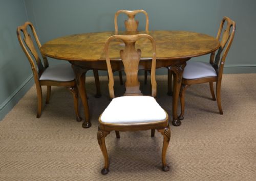 fig 2. Quality Art Deco Golden Walnut Table with Matching Four Chairs