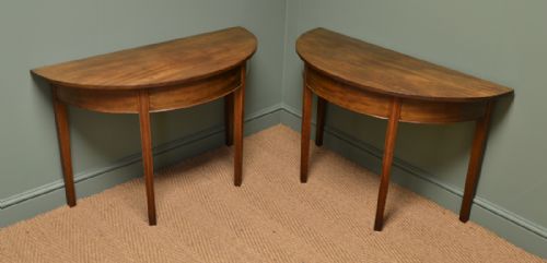 fig 1. Pair of Georgian Antique Mahogany D End Console Tables