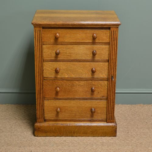 Unusual Superb Quality Victorian Golden Oak Antique Wellington Chest