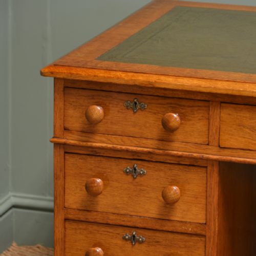 fig 1. Spectacular Golden Oak Antique Victorian Pedestal Desk
