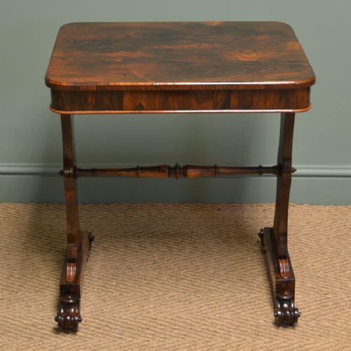 Striking Figured Rosewood Regency Antique Side / Lamp Table