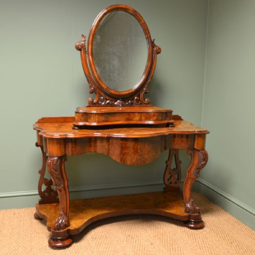 Spectacular Golden Walnut Victorian Antique Dressing Table