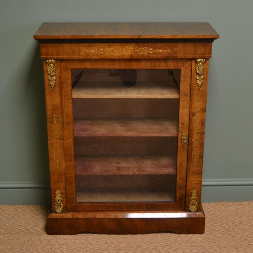 
Magnificent Golden Walnut Antique Inlaid Pier Cabinet
