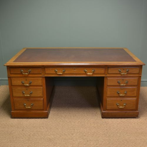 Large Edwardian Walnut Antique Office Desk