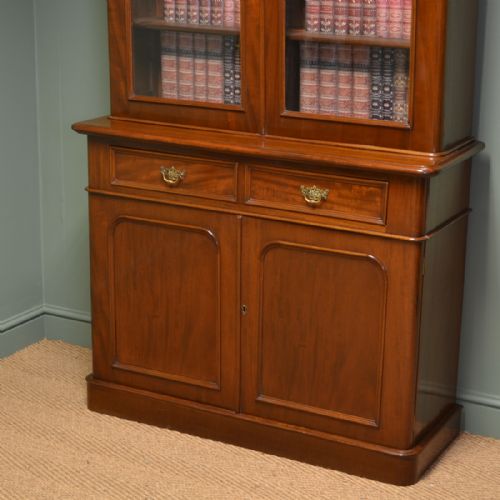 fig 1. Quality Victorian Mahogany Antique Bookcase on Cupboard